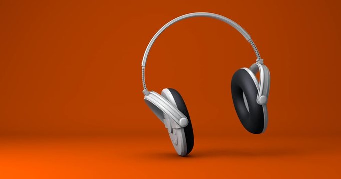 Dancing Headphones with an Orange Background 4K