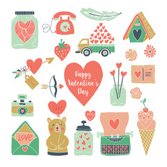Valentines day hand drawn set for graphic and web design
