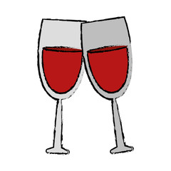 drawing two glass red wine drink vector illustration eps 10