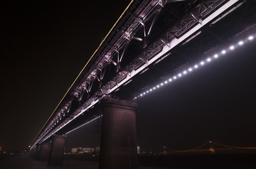 武漢長江大橋　ライトアップ