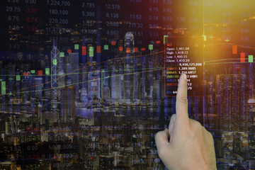 Stock market concept with cityscape background