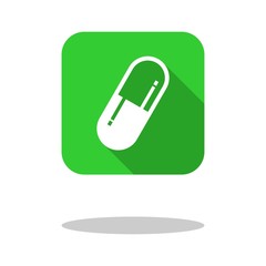Pill icon flat square logo vector