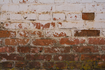 Old red painted brick wall