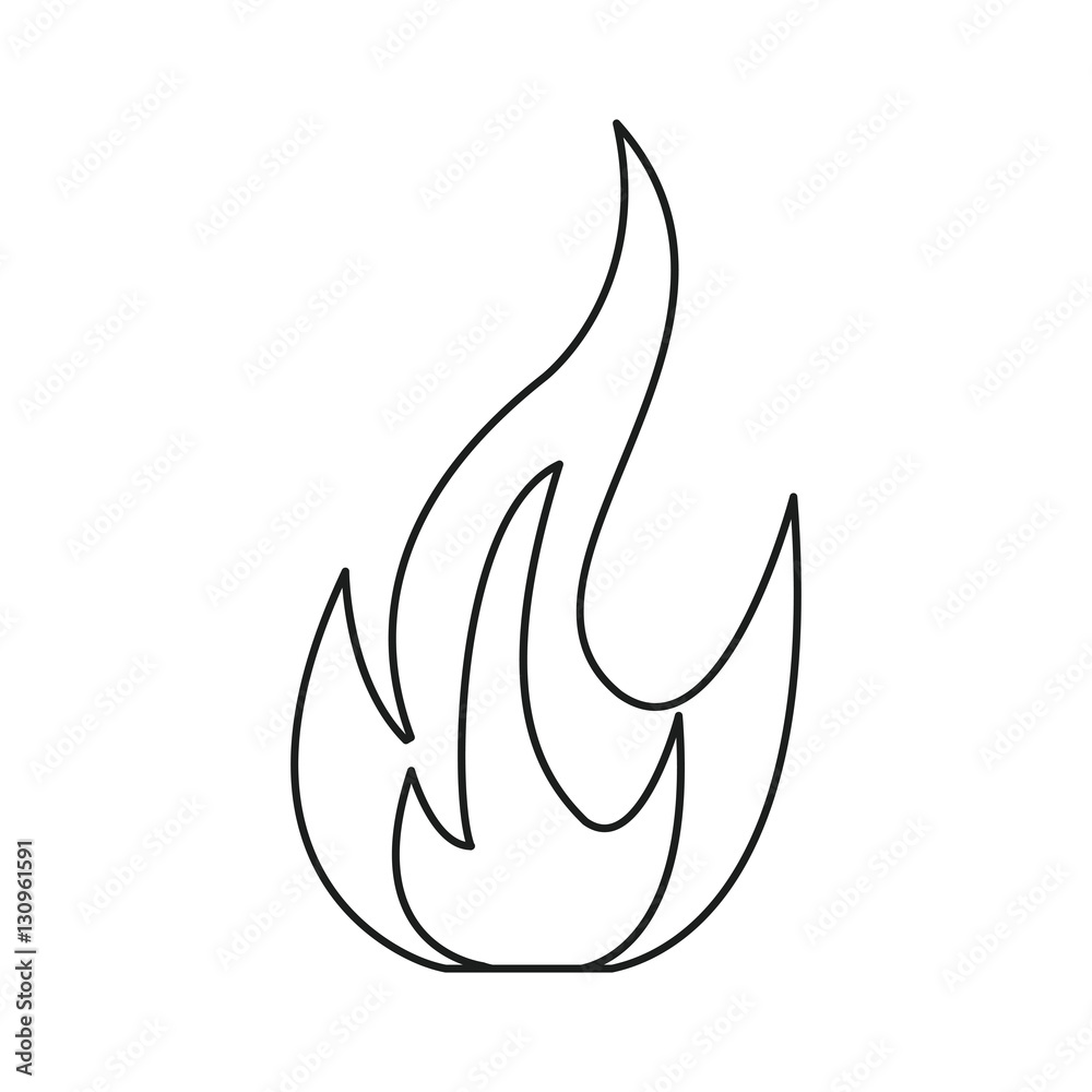 Sticker fire flame bright danger icon line vector illustration eps 10