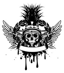 skull in helmet  and crossed sword
