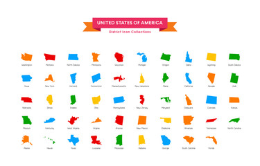 District Icon Collections. UNITED STATE OF AMERICA MAP
