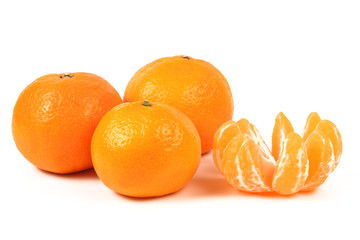 Fresh tangerine, isolated on a white background. Ripe fruit full of vitamins.