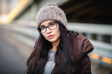 Portrait of a woman in urban style