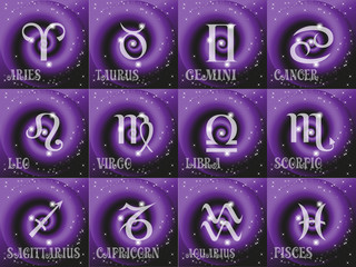Zodiac signs icons set