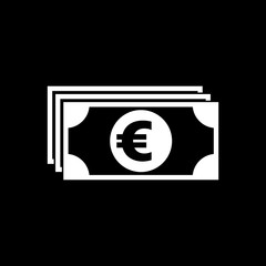 Money icon. Euro and cash, coin, currency, bank symbol. Flat design. Stock - Vector