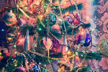Christmas Tree Decorations Macro Filtered