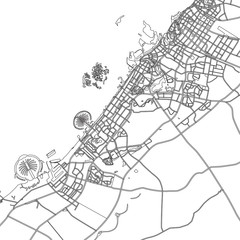 Black - white vector map of Dubai