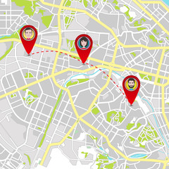 Delivery service on the city map. City Plan. Express delivery