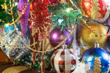Fototapeta na wymiar Christmas Tree Decorations Macro
