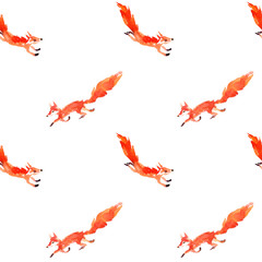 Obraz premium seamless pattern with watercolor foxes