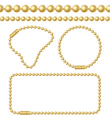 Golden Chain of Ball Links Set. Vector