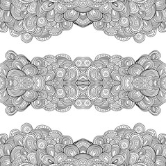 Seamless doodle uncolored pattern, vector illustration. Can be used as coloring book.