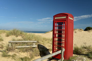 Telephone kiosk near Studland Bay on Swanage Coast