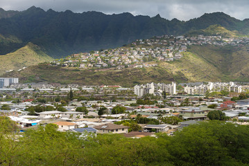 Aerial view of Hawaii from Diamond head