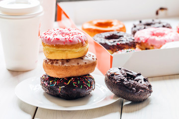 Fast food breakfast with donut 