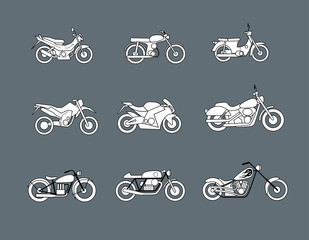 motorcycle icons, vector illustration