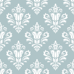Seamless oriental pattern in the style of baroque. Traditional classic ornament. Blue and white pattern