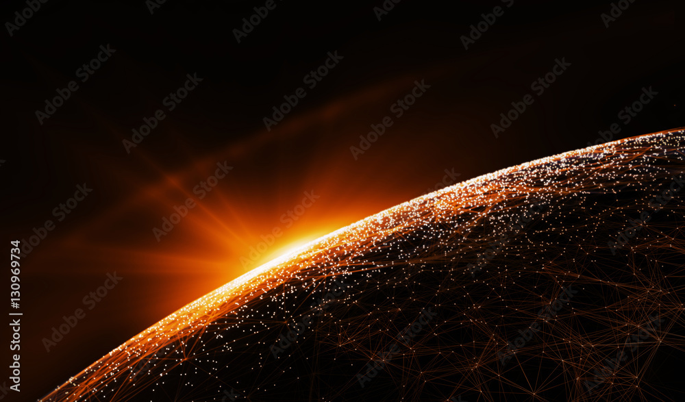Poster Technology background/Technology background abstract background with connecting dots and lines. Connection structure digital communication. Earth futuristic technology abstract background.	