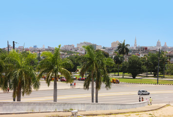 Square of Revolution and  panorama of downtown of Havana.