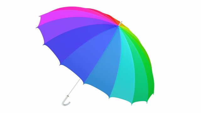 Colorful umbrella seamless looping 3D animation with alpha matte