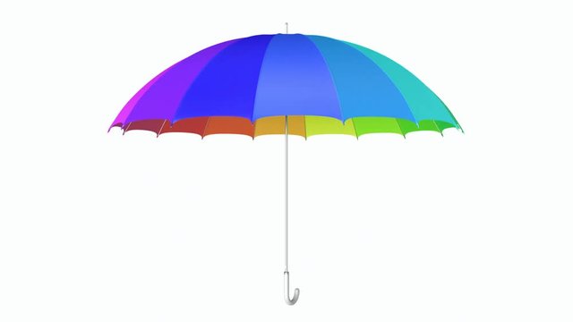 Colorful umbrella seamless looping 3D animation with alpha matte