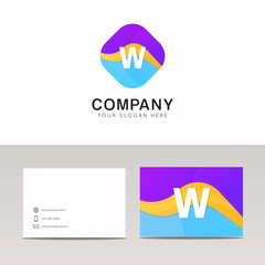 Abtsract W letter in rhomb logo icon. Fun company logo sign vecto