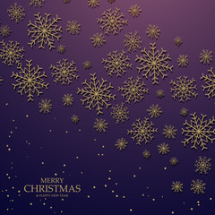 Elegant christmas background with golden snowflakes