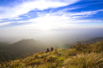 mountain in north Thailand through the fog
