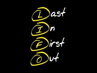 LIFO Last In First Out, acronym business concept