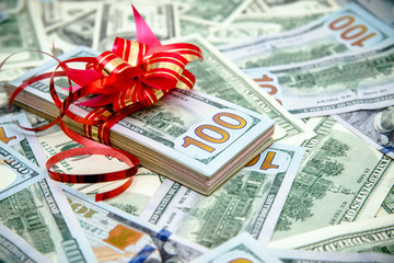 a pack of lies the US currency on background of dollars 