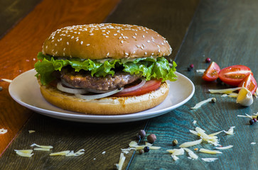Delicious juicy hamburger