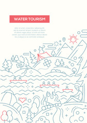 Water Tourism - line design brochure poster template A4