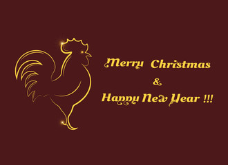 happy New Year. image a contour of rooster