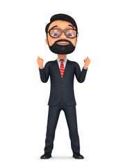 3d character is a successful businessman on a white background.