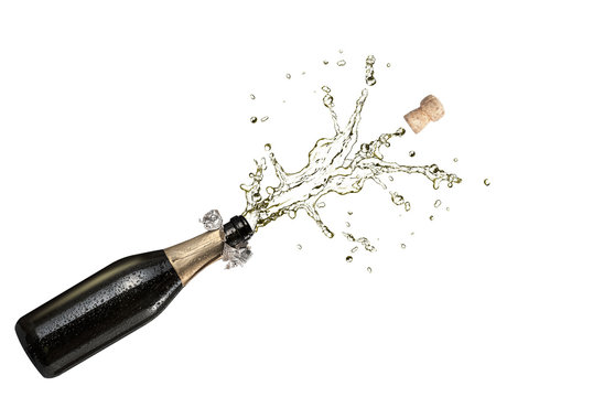 New year's Eve, Champagne Explosion isolated on white background