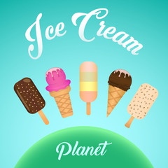 Set of colorful tasty isolated ice cream.