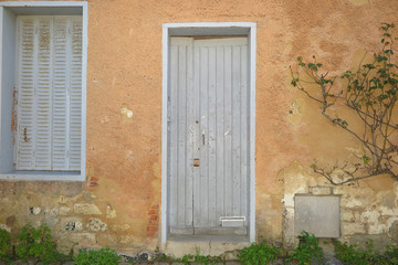 very old door of house village in europe