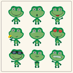 Obraz premium Vector set isolated cute frog. Collection funny frog in cartoon style.