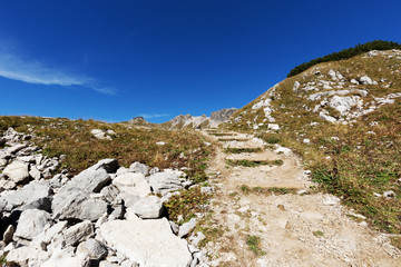 Hiking trail on Nbelehorn Mountain towards Top Station/ Bavaria