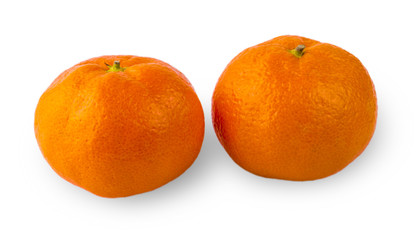 Two Ripe mandarin  close-up on a white background