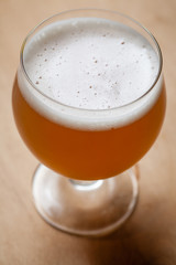 Wheat beer on wood