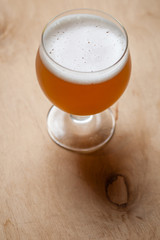Wheat beer on wood