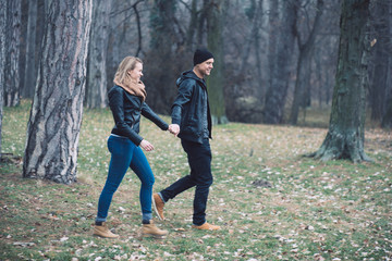 Fototapeta premium Lovely couple walking outdoor.