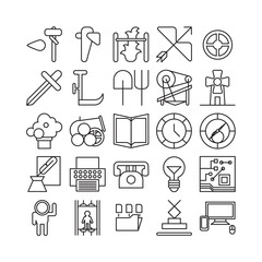 Inventions and technology icons set. New discovery. Technologies development.