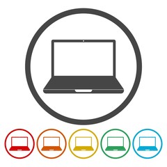 Laptop sign icons set